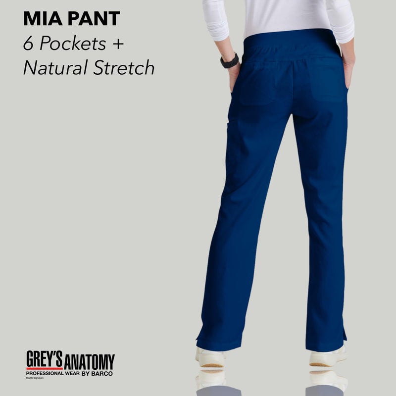 BARCO Grey s Anatomy Classic Mia Scrub Pant for Women Indigo, 6-Pocket Low-Rise Straight Leg Bottoms with Natural Stretch, Soil Release Fabric, and Super-Soft Finish Small, Regular Fit - Image 4